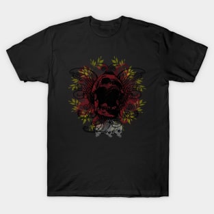 Skull drawing with plants and tentacles T-Shirt